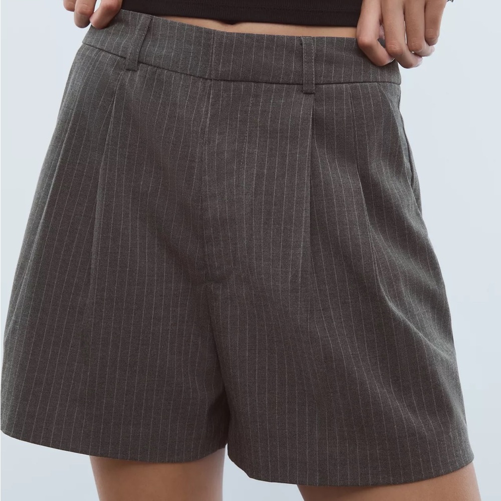 Stradivarius Charcoal Pinstripe Women's Bermudas